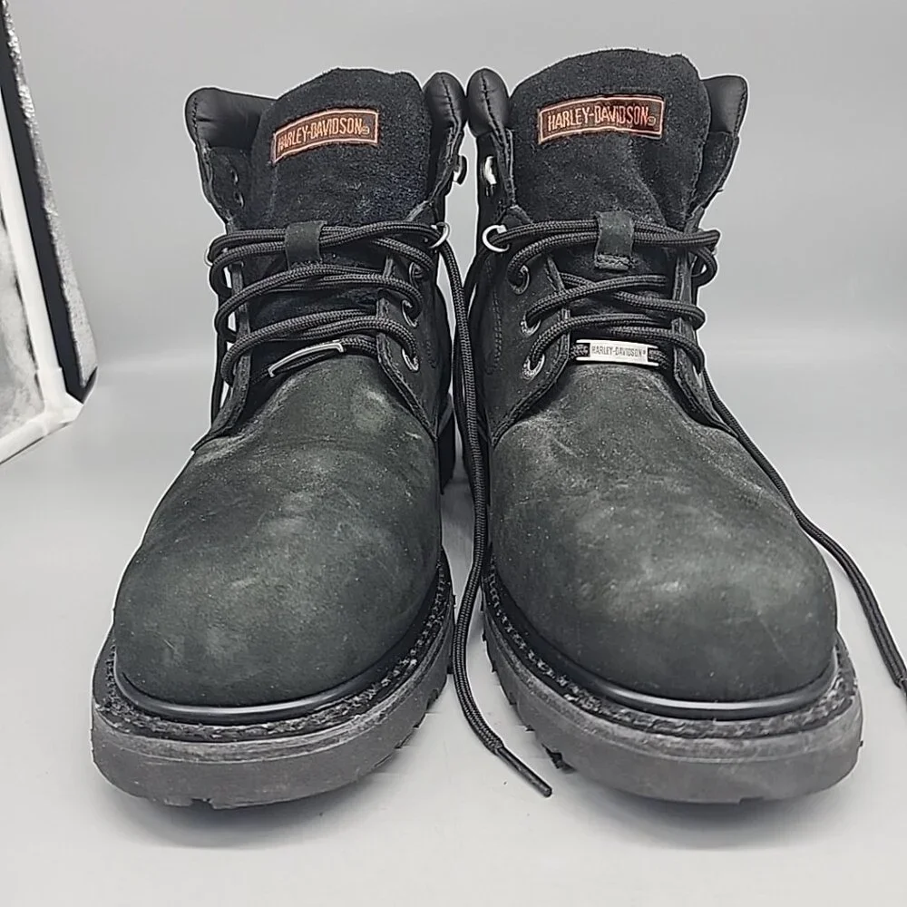 Harley Davidson Mens Boots Badlands Lace-Up 12 W Black Leather